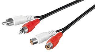 Кабель аудіо-подовжувач RCA 2x2 M/F 2.5m Goobay (75.05.0026) Stereo плоский D=2x2.5mm Nickel 75.05.0026 фото
