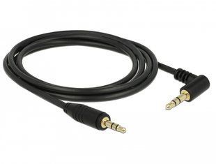 Кабель аудіо-сигнальний Jack 3.5mm 3pin M/M 2.0m Delock (70.08.3756) 90&deg; Stereo AWG24 AUX Gold