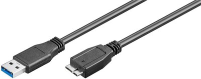 Кабель пристроїв USB3.0 A-microB M/M 1.8m Goobay (75.04.5026) 2xShielded D=5.0mm Certified Cu 75.04.5026 фото