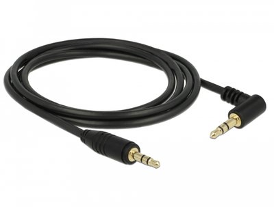 Кабель аудіо-сигнальний Jack 3.5mm 3pin M/M 2.0m Delock (70.08.3756) 90° Stereo AWG24 AUX Gold 70.08.3756 фото