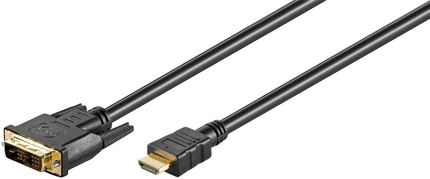 Кабель монітора-адаптер HDMI-DVI M/M 10.0m Goobay (75.05.1586) 18+1 D=7.0mm Gold 75.05.1586 фото