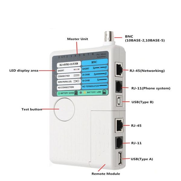 Інструмент вимірювальний Інструмент (тестер) Lucom (62.09.8013) RJ11+RJ12+RJ45+BNC+USB(A-B)