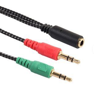 Перехідник аудіо Jack 3.5mm 4pin-3.5mm 3pinx2 M/F Lucom (62.09.8493) 0.15m