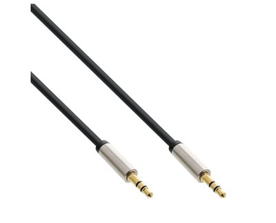 Кабель аудіо-сигнальний Jack 3.5mm 3pin M/M 1.0m InLine (77.09.9211) Slim Shielded Metal Gold Cu 77.09.9211 фото