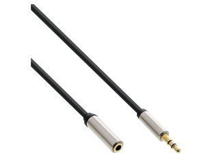 Кабель аудіо-подовжувач Jack 3.5mm 3pin M/F 1.0m InLine (77.09.9231) Slim Shielded Metal Gold Cu 77.09.9231 фото