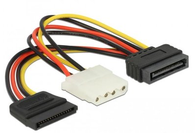 Кабель живлення внутрішній MoleX-SATA 15p F/M Delock (70.06.5235) +SATA 15p/F Y-form 0.16m 70.06.5235 фото