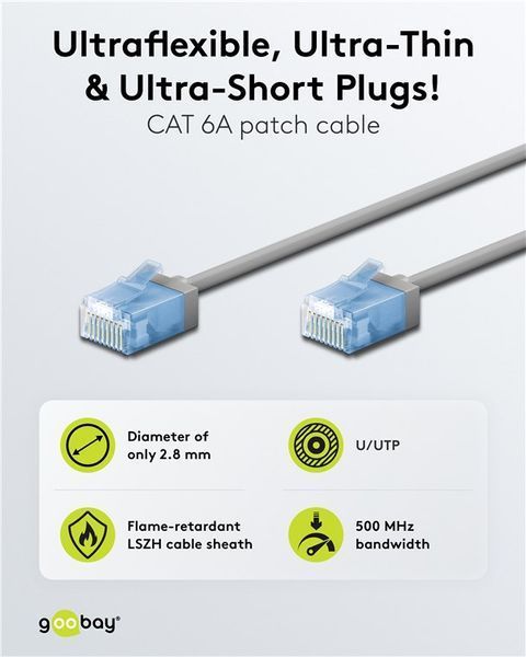 Патч-корд RJ45 UTP6a 0.15m Goobay (75.07.4219) patch Slim Ultra Flexi PoE+ Cu 75.07.4219 фото