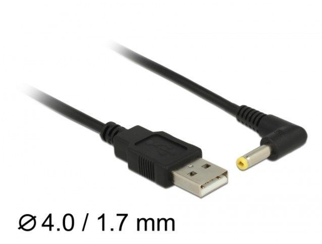 Кабель живлення пристроїв USB2.0 A-Jack DC M/M 1.5m Delock (70.08.5544) 4.0x1.7mm Power 90&deg; кутовий