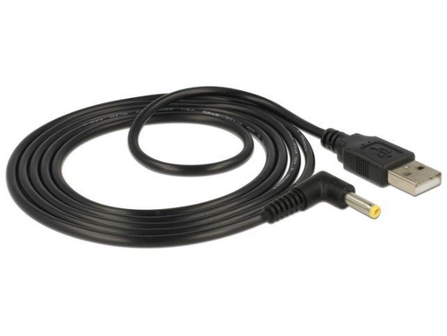 Кабель живлення пристроїв USB2.0 A-Jack DC M/M 1.5m Delock (70.08.5544) 4.0x1.7mm Power 90&deg; кутовий
