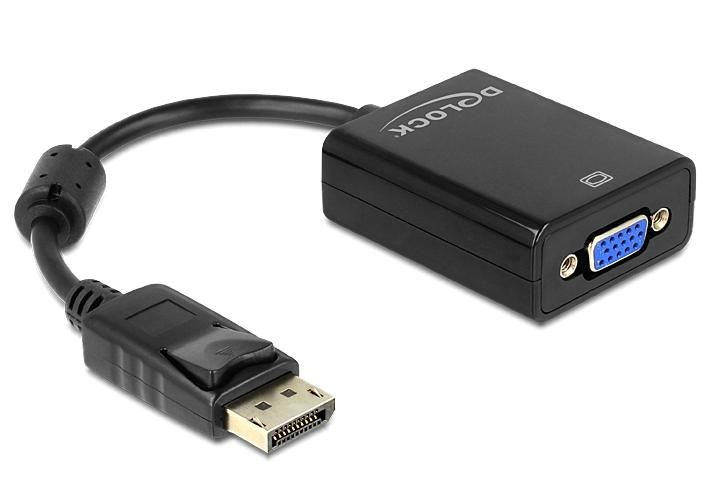 Перехідник відео DisplayPort-VGA HD15 M/F (VGA-екран) Delock (70.06.1848) 0.12m v1.2 1080p Ferrite 70.06.1848 фото