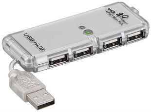 Перехідник обладнання USB2.0 A 1x4 (HUB) Goobay (75.06.8879) Pas SlimLine Silver 75.06.8879 фото