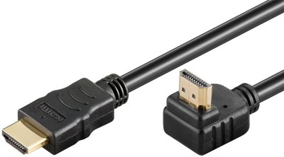 Кабель монітора-сигнальний HDMI M/M 1.0m Goobay (75.03.1915) HS+HEC+ARC 90°вверх 4K@30Hz Gold 75.03.1915 фото