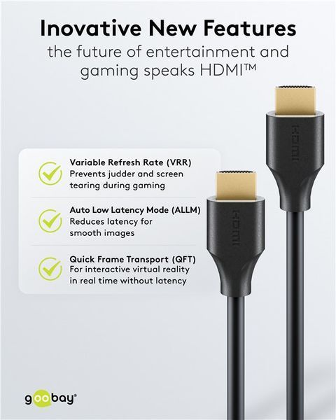 Кабель монітора-сигнальний HDMI M/M 1.0m Goobay (75.08.0091) v2.2 16K@60Hz Dynamic HDR 75.08.0091 фото