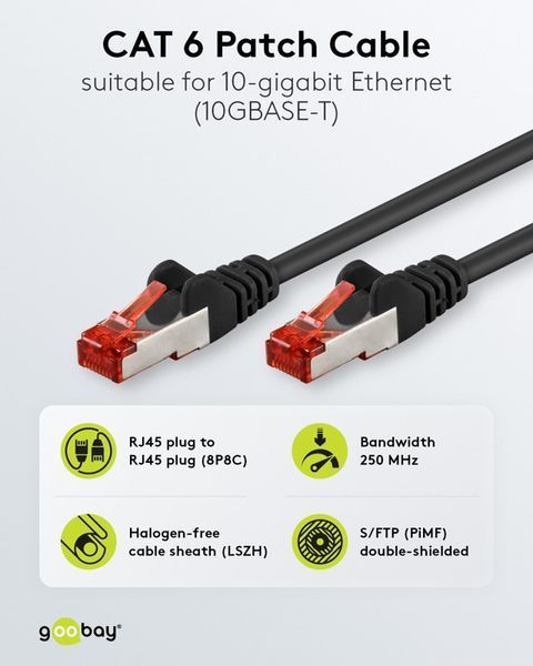Патч-корд RJ45 SFTP6 10.0m Goobay (75.06.8694) patch AWG28 LSOH D=6.0mm Cu PoE+ 75.06.8694 фото