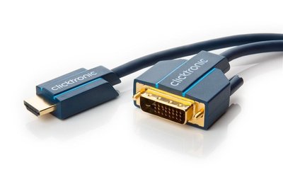 Кабель монітора-адаптер HDMI-DVI M/M 2.0m ClickTronic (75.07.0341) 24+1 D=6.0mm Casual 3D 4K 2xS Cu 75.07.0341 фото