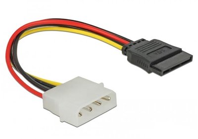 Кабель живлення внутрішній MoleX-SATA 15p M/F Delock(70.06.0100) 0.15m прямий 4pin 70.06.0100 фото