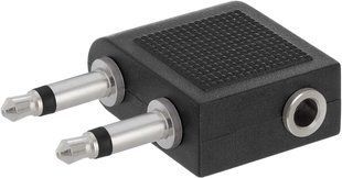 Перехідник аудіо Jack 3.5mm 3pin-3.5mm 2pinx2 F/M (Plane) Lucom (62.09.8234) адаптер 90&deg; Stereo-Mono AUX 62.09.8234 фото