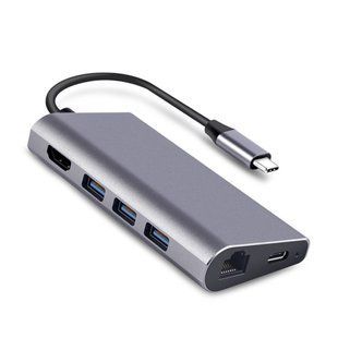 Перехідник відео USB Type-C-HDMI M/F Lucom (62.09.8308) +RJ45+3xUSB3.0+Cardreader+PD 60W 62.09.8308 фото
