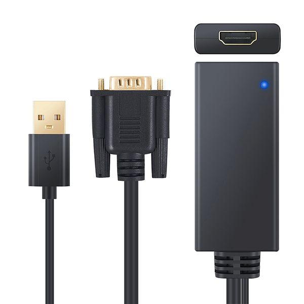 Перехідник відео HDMI->VGA HD15 (HDMIекран) Lucom (62.09.8051) +USB 0.2m USB-powered 62.09.8051 фото