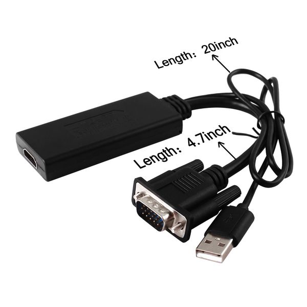 Перехідник відео HDMI->VGA HD15 (HDMIекран) Lucom (62.09.8051) +USB 0.2m USB-powered 62.09.8051 фото