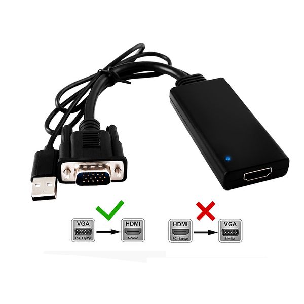 Перехідник відео HDMI->VGA HD15 (HDMIекран) Lucom (62.09.8051) +USB 0.2m USB-powered 62.09.8051 фото