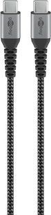 Кабель пристроїв USB Type-C M/M 0.5m Goobay (75.04.9301) (USB2.0) 60W Textile Metal Cu 75.04.9301 фото
