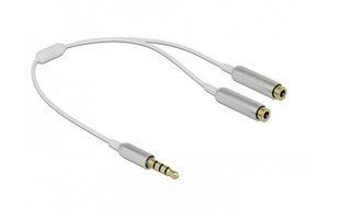 Перехідник аудіо Jack 3.5mm 4pin 1x2 M/F Delock (70.06.5576) 0.25m Splitter Slim Metal Gold 70.06.5576 фото