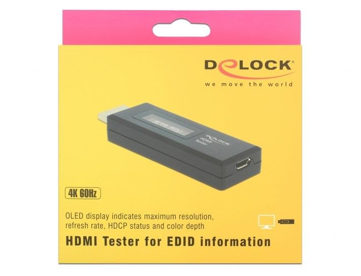 Інструмент вимірювальний Інструмент (тестер) Delock (70.06.3327) HDMI EDID Tester OLED 4K@60Hz