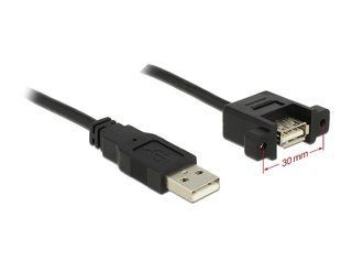 Кабель пристроїв-подовжувач USB2.0 A M/F 1.0m Delock (70.08.5106) AWG24+28 PanelMount D=4.5mm Gold