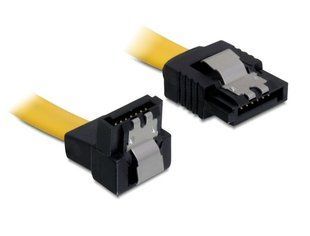 Кабель накопичувача SATA 7p M/M 0.1m Delock (70.08.2469) 90&deg;вниз 3Gbps Latch 70.08.2469 фото