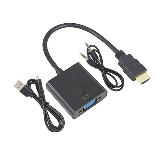 Перехідник відео HDMI->VGA HD15 (VGA-екран) Lucom (62.09.8077) Act 1080p 0.20m +3.5mm +USBpower 62.09.8077 фото