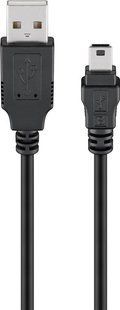 Кабель пристроїв USB2.0 A-mini 5p M/M 0.3m Goobay (75.09.3229) AWG28 2xShielded D=4.0mm Cu 75.09.3229 фото