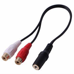 Перехідник аудіо Jack 3.5mm 3pin-RCAx2 F/F Lucom (62.09.8337) 0.25m Red/White 62.09.8337 фото