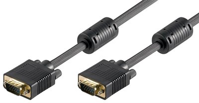 Кабель монітора-сигнальний VGA HD15 M/M 2.0m Goobay (75.05.0135) 1080p D=8.3mm Ferrite AWG23 2xS 75.05.0135 фото