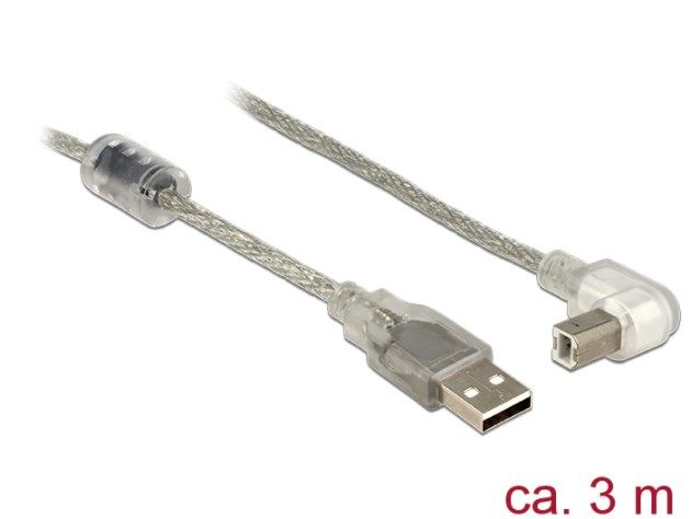 Кабель принтера USB2.0 A-B M/M 3.0m Delock (70.08.4815) AWG24+28 90°вниз 2xShielded 70.08.4815 фото