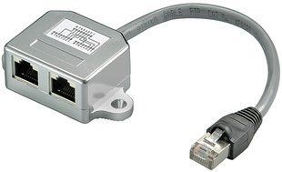Перехідник мережевий RJ45 FTP5e 1x2 M/F Goobay (75.06.8908) 0.15m 2xEthernet по 1 кабелю 75.06.8908 фото