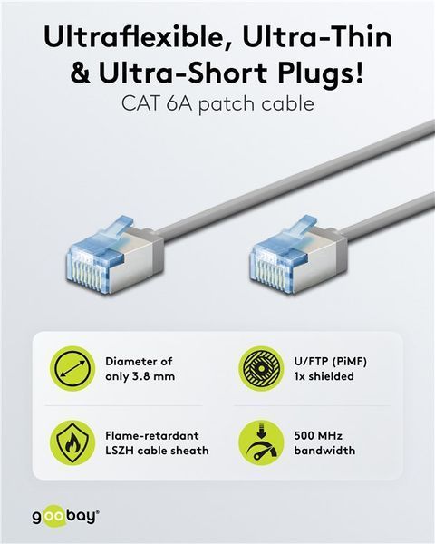 Патч-корд RJ45 FTP6a 0.15m Goobay (75.07.4304) patch Slim Ultra Flexi PoE+ Cu 75.07.4304 фото
