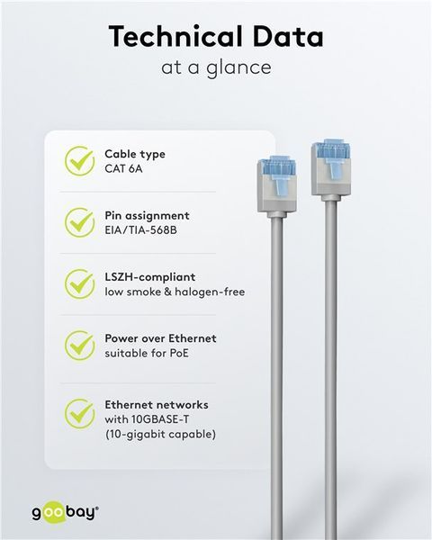 Патч-корд RJ45 FTP6a 0.15m Goobay (75.07.4304) patch Slim Ultra Flexi PoE+ Cu 75.07.4304 фото