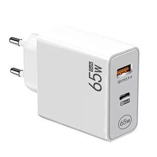 Перехідник живлення IEC(Schuko)-USB Type-C M/F Lucom (62.09.8530) 65W PD + USB A QC5.0 GaN адаптер 62.09.8530 фото