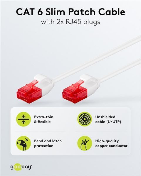 Патч-корд RJ45 UTP6 2.0m Goobay (75.09.3693) patch Slim Flexi PoE D=3.6mm Cu 75.09.3693 фото