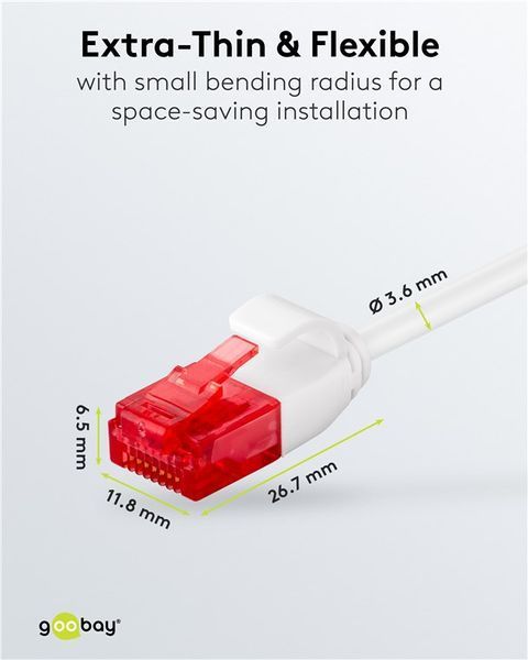 Патч-корд RJ45 UTP6 2.0m Goobay (75.09.3693) patch Slim Flexi PoE D=3.6mm Cu 75.09.3693 фото
