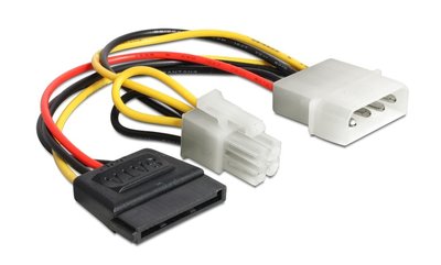 Кабель живлення внутрішній MoleX-SATA 15p M/F Delock(70.06.0127) +ATX(EPS) 4p/M 0.15m прямий 4p 70.06.0127 фото