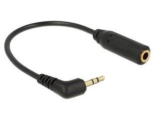Перехідник аудіо Jack 2.5mm 3pin-3.5mm 4pin M/F Delock (70.06.5674) 0.17m 90&deg;(2.5mm) CTIA Gold