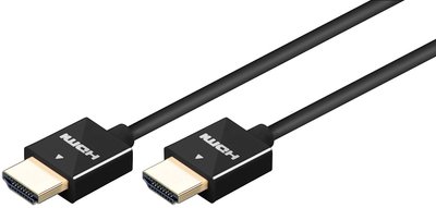 Кабель монітора-сигнальний HDMI M/M 1.0m Goobay (75.05.5102) HS+HEC+ARC 4K@30Hz D=4.0mm Slim 75.05.5102 фото