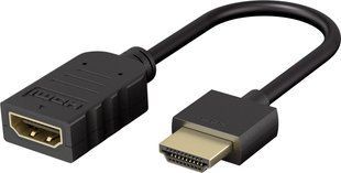 Кабель монітора-подовжувач HDMI M/F 0.1m Goobay (75.06.4824) HS+HEC+ARC v2.0 4K@60Hz HDR Flex 75.06.4824 фото
