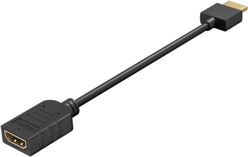 Кабель монітора-подовжувач HDMI M/F 0.1m Goobay (75.06.4824) v2.0 4K@60Hz HDR Flex Slim Gold 75.06.4824 фото