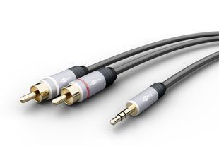 Кабель аудіо-адаптер Jack 3.5mm 3pin-RCAx2 M/M 3.0m Goobay (75.07.8739) Stereo GoobayPlus Metal 2xShield