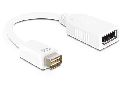 Перехідник відео DisplayPort-DVI mini F/M (DVI-екран) Delock (70.06.5243) v1.1 1080p 0.2m D=5.5mm 70.06.5243 фото