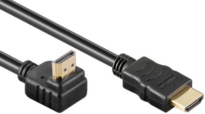 Кабель монітора-сигнальний HDMI M/M 1.0m Goobay (75.03.4281) HS+HEC+ARC 90°вверх 4K@30Hz Gold 75.03.4281 фото
