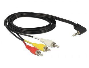 Кабель аудіо-адаптер Jack 3.5mm 4pin-RCAx3 M/M 1.5m Delock (70.08.4724) AV (R-L-V-Gnd) 90&deg;кутовий Nickel